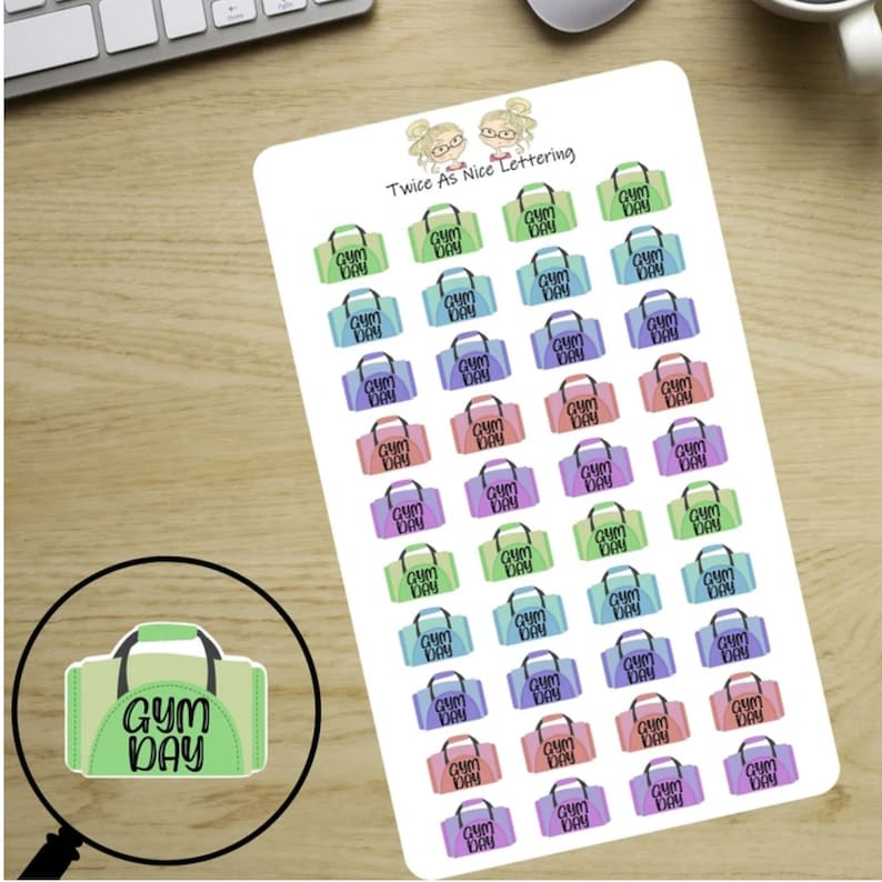 Planner Stickers Gym Stickers Workout Stickers Exercise Planner Stickers Working Out Stickers image 1