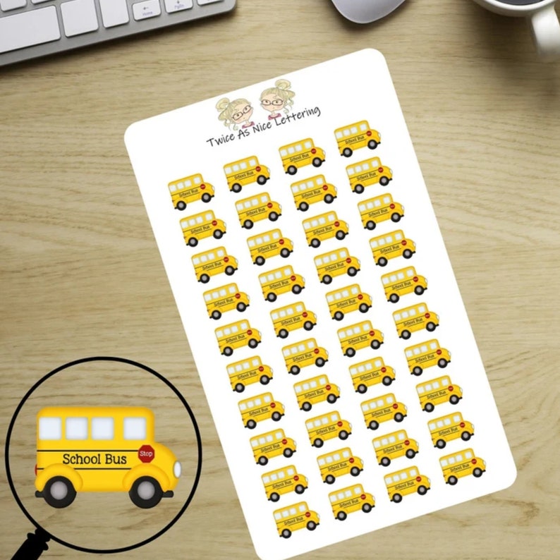School Bus Stickers Bus Planner Stickers School Stickers Sticker Sheet imagen 1