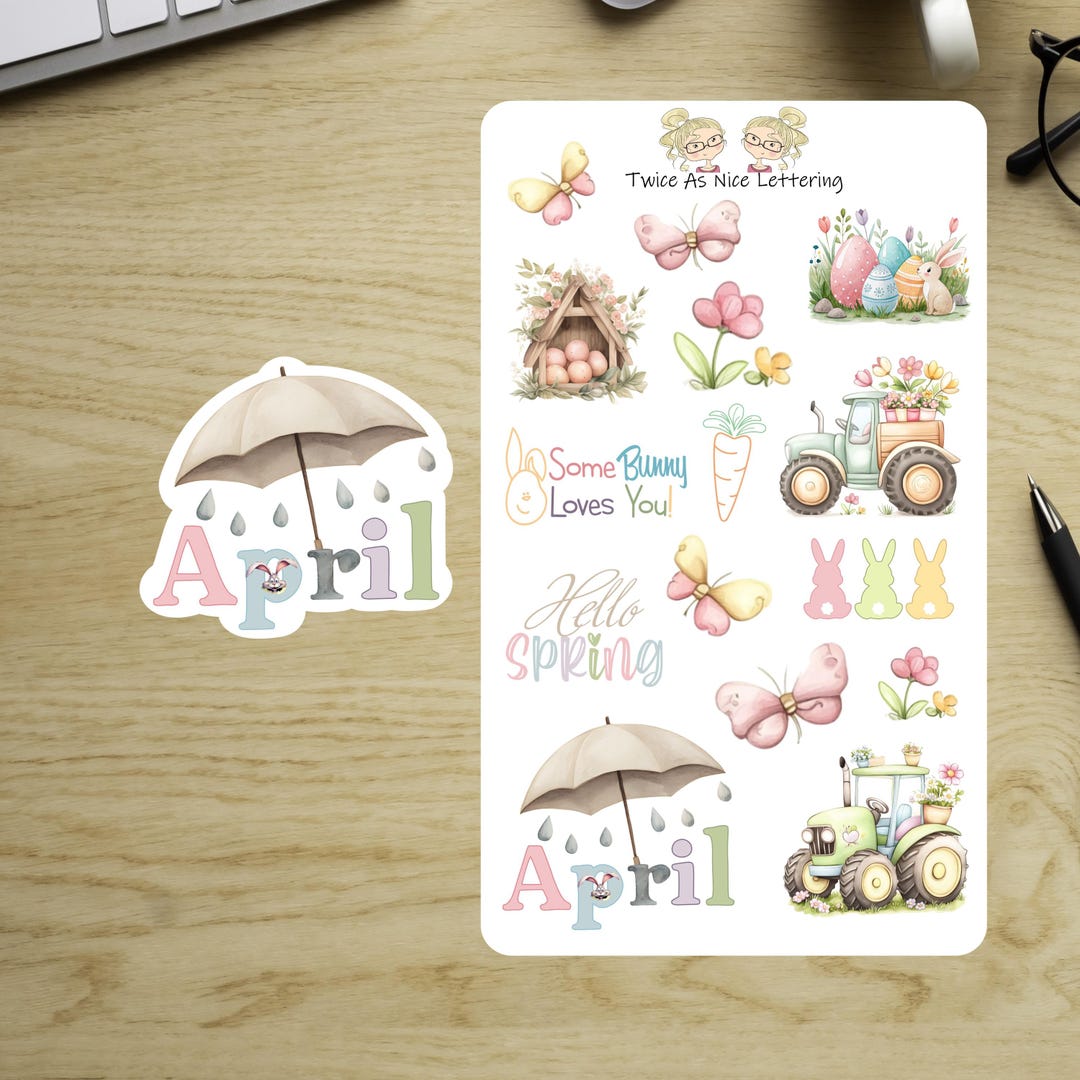 April Planner Stickers: Easter & Spring Theme - Etsy