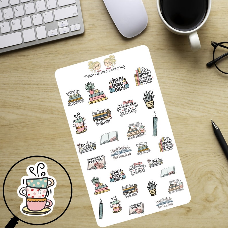 Book Stickers, Reading Books Planner Stickers, Sheet Stickers, Stickers For Planners, Planner Stickers, Fits Erin Condren, Book Club image 4