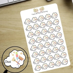 Dusting Planner Stickers: Chore Reminder Stickers (40)