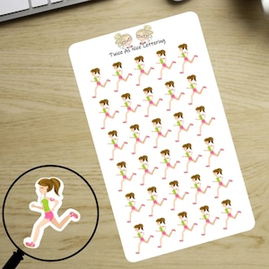 Running Girl Stickers: Fitness Planner Stickers