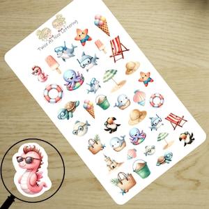 Summer Planner Stickers, Beach Planner Stickers, Planner Sticker Sheet, Summer Beach Stickers