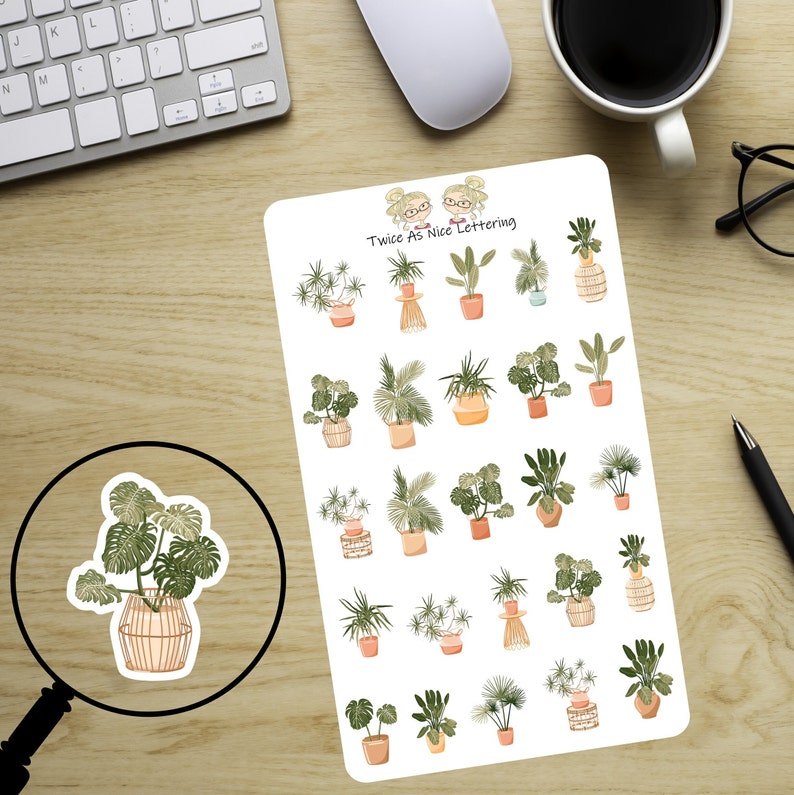 House Plants Stickers, Potted Plants Planner Stickers, Half Sheet Stickers, Stickers For Planners, Planner Stickers image 4