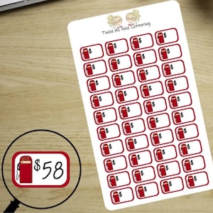 Gas Spending Tracking Stickers, Gas Stickers, Spending Stickers, Planner Stickers, Gas Fill Up Stickers, Sticker Sheet