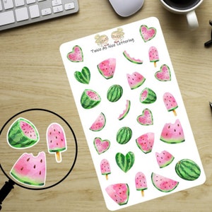 Summer Planner Stickers, Watermelon Stickers, Sheet Stickers, Stickers For Planners, Fits Erin Condren, Stickers