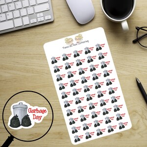 Garbage Day Reminder Stickers, Trash Day Stickers, Reminder Stickers, Chore Stickers, Stickers For Planners, Planner Stickers image 2