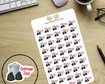 Garbage Day Reminder Stickers, Trash Day Stickers, Reminder Stickers, Chore Stickers, Stickers For Planners, Planner Stickers