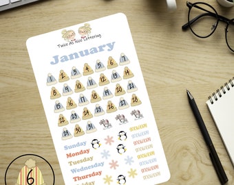 January Planner Stickers, Planner Sticker Kit, Planner Monthly Kit, Stickers For Planners, Winter Stickers