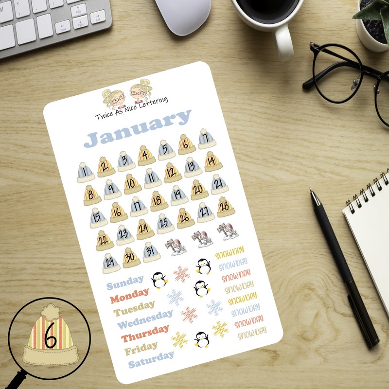 January Stickers - Etsy