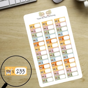 Grocery Spending Stickers, Planner Stickers, Budget Stickers, Spending Tracking Stickers, Food Spending Stickers, Planner Sheet