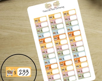 Grocery Spending Stickers, Planner Stickers, Budget Stickers, Spending Tracking Stickers, Food Spending Stickers, Planner Sheet