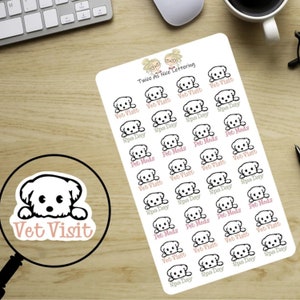 Dog Vet Appointment Stickers, Dog Medicine Stickers, Dog Grooming Stickers, Half Sheet Stickers, Stickers for Planners, Planner Stickers