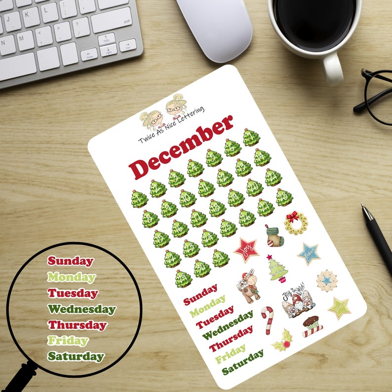 December Christmas Planner Stickers: Monthly Kit - Etsy