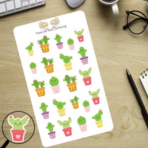 Kawaii Cactus Planner Stickers, Cute Stickers, Cactus Stickers, Kawaii Stickers, Fun Stickers, Fits Erin Condren Planner, Stickers image 4
