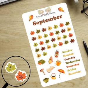 September Month Stickers For Fall Planning, September Planner Stickers, Autumn Sticker Kit, Planner Monthly Kit