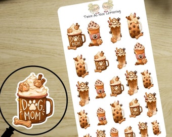 Dog Mom Coffee Planner Stickers, Half Sheet