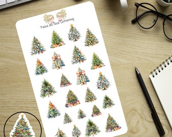 Christmas Tree Stickers, Christmas Stickers, Holiday Stickers, Planner Stickers