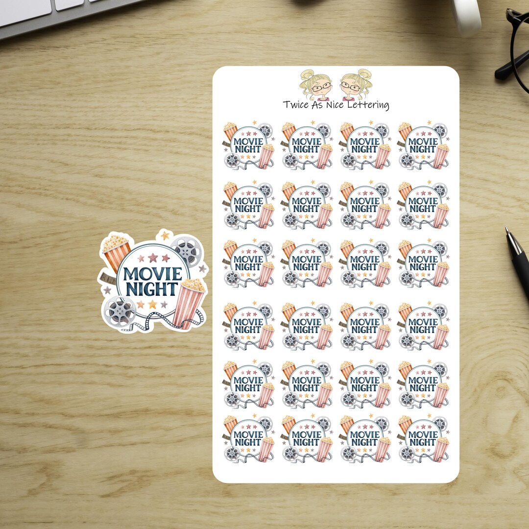 Movie Night Planner Stickers: Popcorn Theme - Etsy