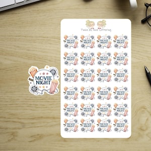 Movie Night Planner Stickers: Popcorn Theme