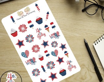 July 4th Planner Stickers: Independence Day Decorations