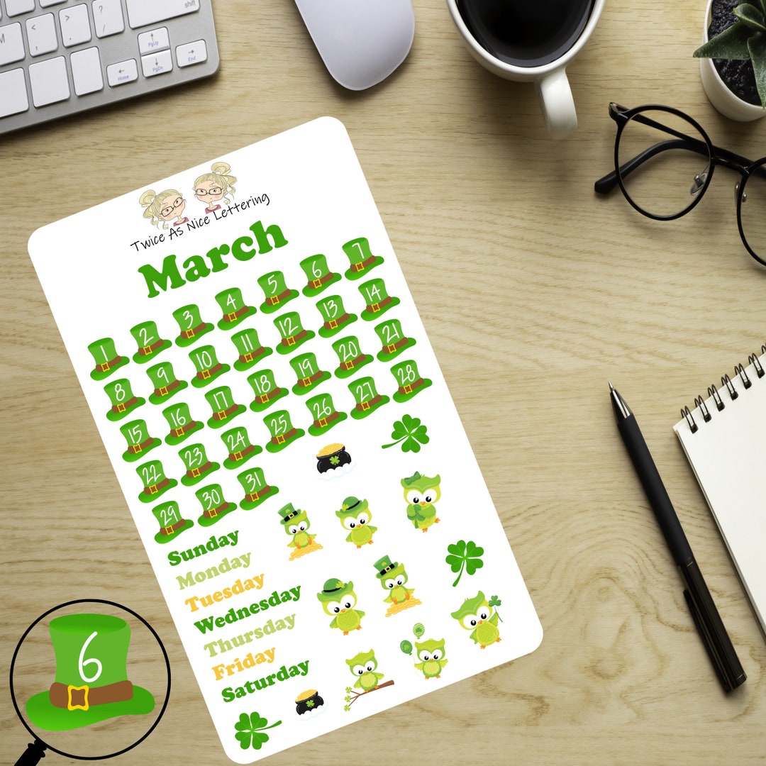 March Planner Stickers, March Stickers, Planner Monthly Kit, Stickers ...