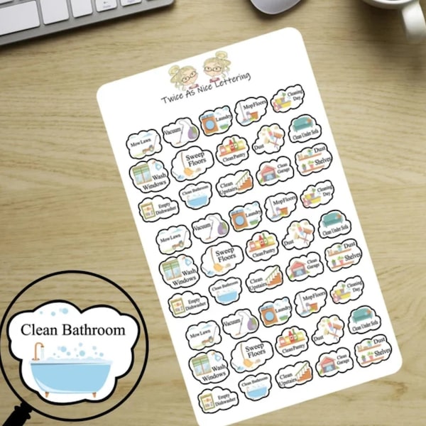 House Cleaning Stickers, Cleaning Stickers, To Do Stickers, Planner Stickers, Happy Planner, Erin Condren