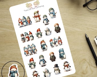 Snowman Planner Stickers: Winter Calendar Decoration