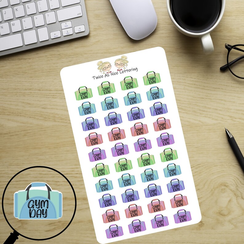 Planner Stickers Gym Stickers Workout Stickers Exercise Planner Stickers Working Out Stickers image 2