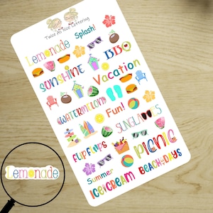 Summer Planner Stickers, Summer Stickers, Planner Sticker Sheet, Summer Beach Stickers