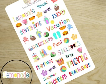 Summer Planner Stickers: Beach Theme Sticker Sheet