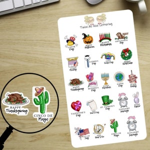 Holiday Planner Stickers, Holiday Icon, U.S. Holidays, Calendar Stickers