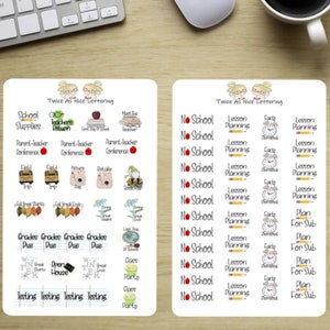 Teacher Planner Stickers: Back To School Reminder Decals (2 Sheets