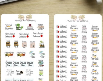 Back To School Teacher Stickers, Teacher Planner Stickers, Teacher School Stickers, 2 Sticker Sheets