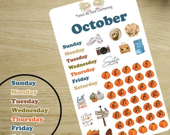 October Planner Stickers, Autumn Sticker Kit, Stickers For Fall Planning, Happy Planner, Fits Erin Condren