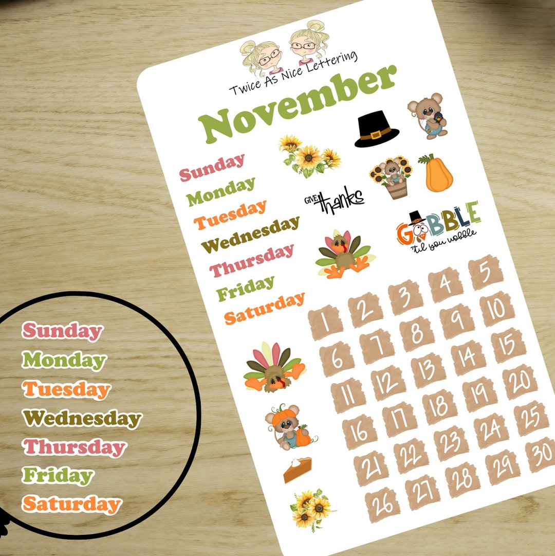 November Planner Stickers, Fall Sticker Kit, Stickers for Fall Planning ...