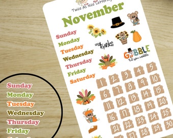 November Planner Stickers, Fall Sticker Kit, Stickers For Fall Planning, Planner Monthly Kit