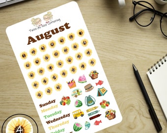 August Planner Stickers, August Sticker Kit, Planner Monthly Kit, Stickers For Planners
