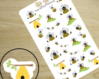 Bee Stickers, Bee Planner Stickers, Summer Stickers, Stickers For Planning, Sticker Sheet