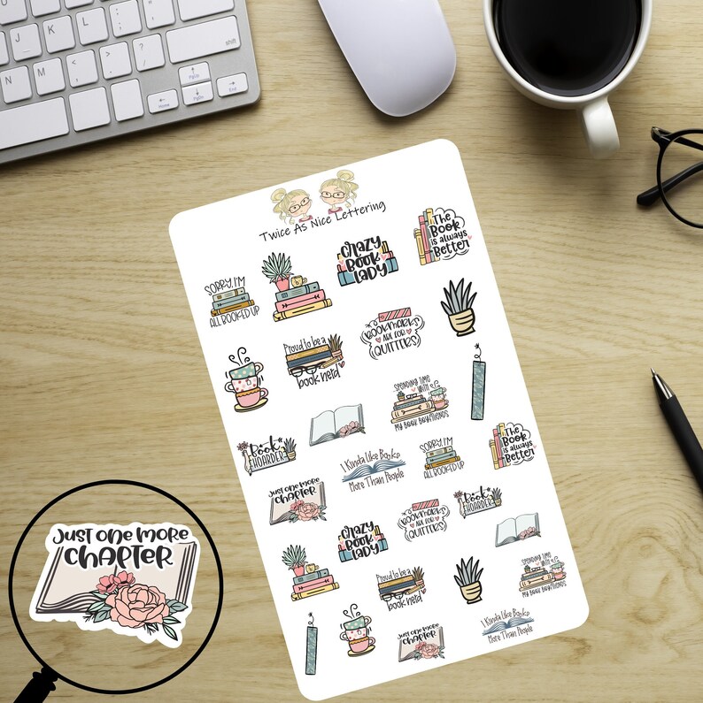 Book Stickers, Reading Books Planner Stickers, Sheet Stickers, Stickers For Planners, Planner Stickers, Fits Erin Condren, Book Club image 3