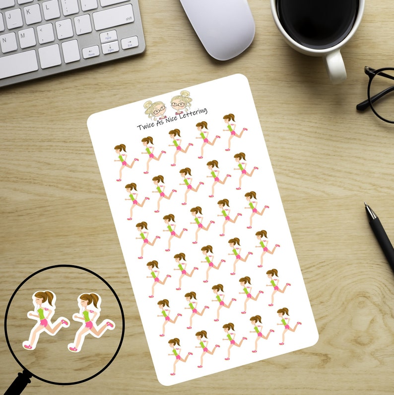 Jogging Stickers, Running Stickers, Planner Stickers, Running Track Stickers, Exercise Stickers, Fitness Tracking image 3