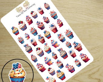 July 4th Planner Stickers: Independence Day Holiday Decals