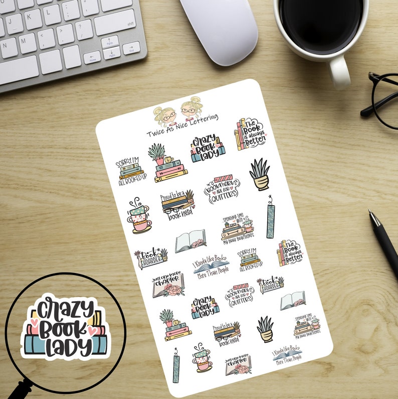 Book Stickers, Reading Books Planner Stickers, Sheet Stickers, Stickers For Planners, Planner Stickers, Fits Erin Condren, Book Club image 6