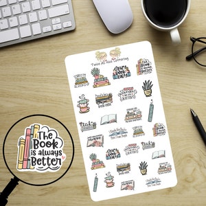 Book Stickers, Reading Books Planner Stickers, Sheet Stickers, Stickers For Planners, Planner Stickers, Fits Erin Condren, Book Club image 8