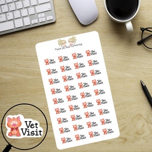 Vet Visit Planner Stickers For Cats, Vet Appointment Stickers, Sticker Sheets, Planner Stickers, Cat Stickers image 4
