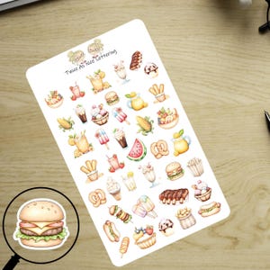 Summer Food Stickers, Planner Stickers, Stickers For Planners, Summer Planner Stickers