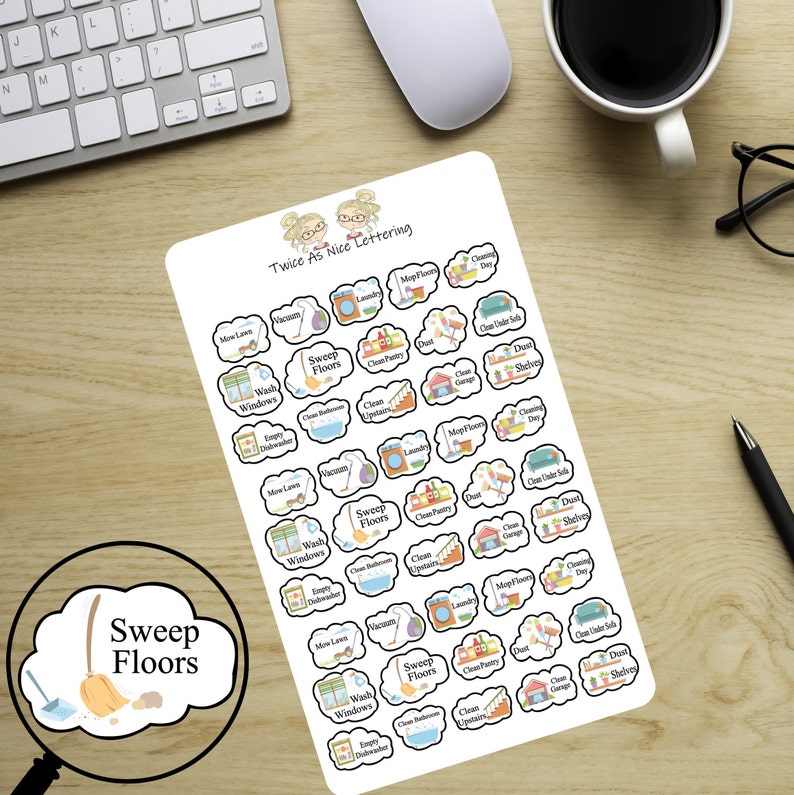 House Cleaning Stickers, Cleaning Stickers, To Do Stickers, Planner Stickers, Happy Planner, Erin Condren image 8