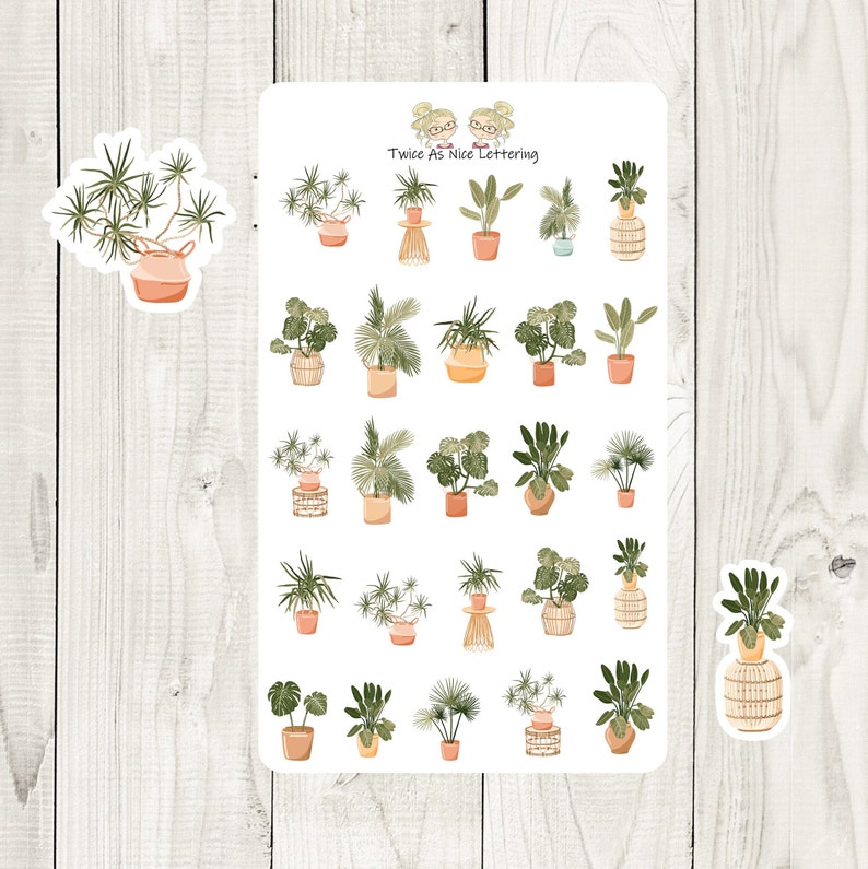 House Plants Stickers, Potted Plants Planner Stickers, Half Sheet Stickers, Stickers For Planners, Planner Stickers image 2