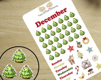 December Planner Stickers, Christmas Sticker Kit, Planner Monthly Kit, Stickers For Planners