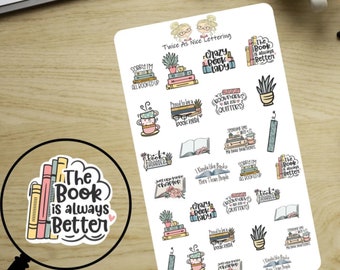 Book Stickers, Reading Books Planner Stickers, Sheet Stickers, Stickers For Planners, Planner Stickers, Fits Erin Condren, Book Club